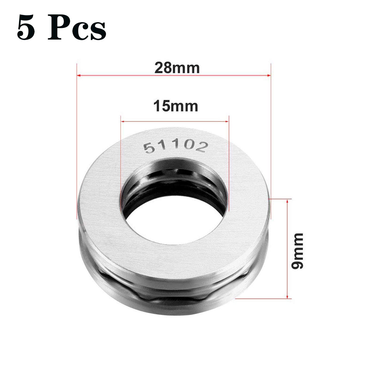 Amazon | 5個 51102 スラスト玉軸受 15mm x 28mm x 9mm ベアリング